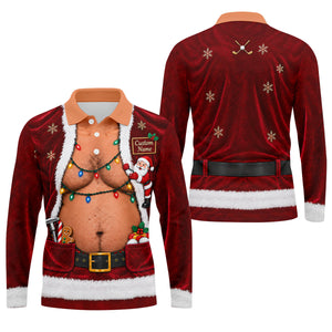 Custom Name Santa Suit Belly Christmas Golf Shirt, Mens Golf Polo, Mens Golf Shirts