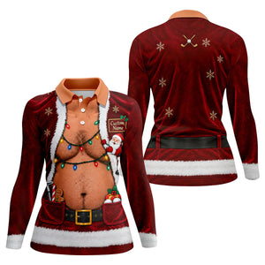 Custom Name Santa Suit Christmas Golf Shirt, Golf Gifts For Women, Ladies Golf Tops