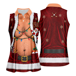 Custom Name Santa Suit Christmas Golf Shirt, Golf Gifts For Women, Ladies Golf Tops