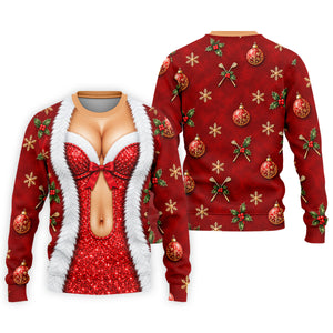 Red Sequin Fur Corset Christmas Golf Shirt, Golf Shirts For Men, Mens Golf Shirts