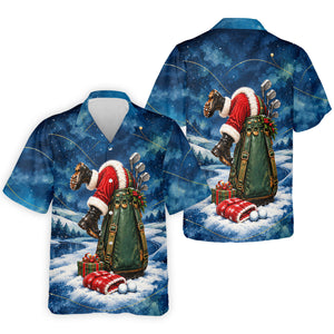 Blue Santa Diving Golf Bag Christmas Golf Shirt, Mens Golf Apparel, Mens Golf Shirts