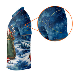 Blue Santa Golf Bag Christmas Golf Shirt, Golf Shirts For Women, Ladies Golf Shirts