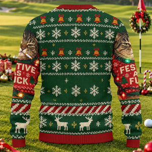 Green Festive As F*ck Cat Ugly Christmas Sweater, Ugly Sweater Party, Christmas Gifts