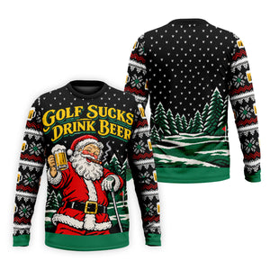 Golf Sucks Drink Beer Santa Christmas Golf Shirt, Mens Golf Polo, Golf Shirts For Men