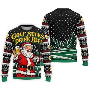 Golf Sucks Drink Beer Santa Christmas Golf Shirt, Mens Golf Polo, Golf Shirts For Men