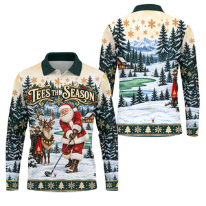 Tees The Season Santa Christmas Golf Shirt, Mens Golf Apparel, Golf Gifts For Men
