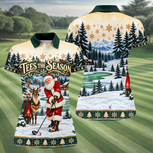 Tees The Season Santa Christmas Golf Shirt, Womens Golf Apparel, Womens Golf Clothing