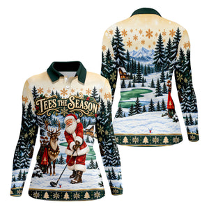 Tees The Season Santa Christmas Golf Shirt, Womens Golf Apparel, Womens Golf Clothing