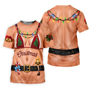 Xmas Tree Bikini Lights Christmas Golf Shirt, Ladies Golf Tops, Womens Golf Shirts