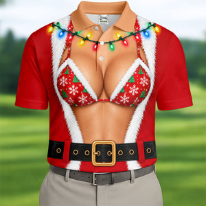 Santa Coat Bikini Lights Christmas Golf Shirt, Golf Polo For Men, Mens Golf Clothing