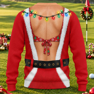Santa Coat Bikini Ugly Christmas Sweater, Christmas Sweater Gift, Golf Lover Gifts
