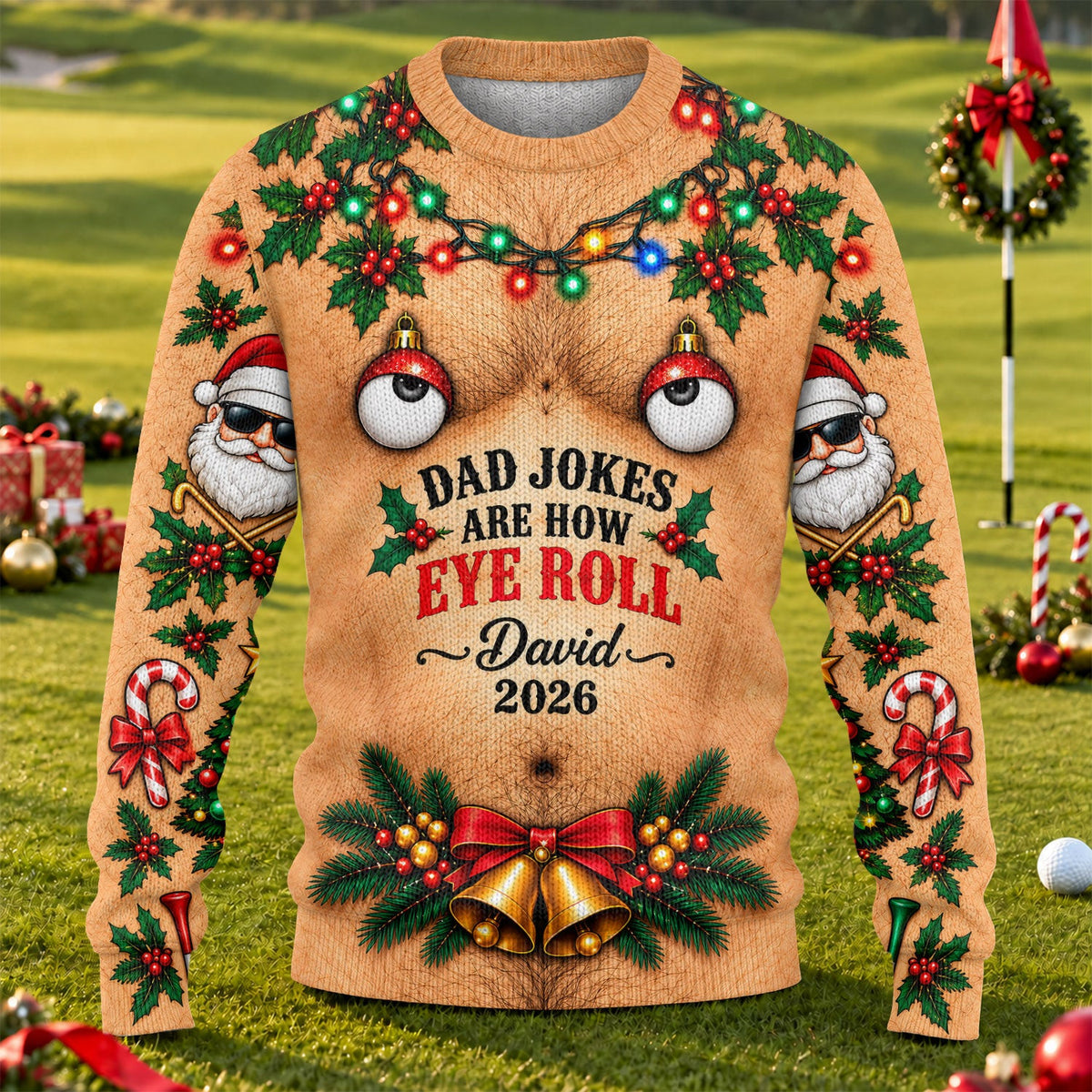 Dad Jokes Eye Roll Ugly Christmas Sweater, Christmas Gifts, Christmas Party Outfit