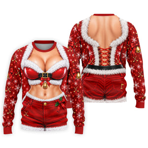 Santa Belt Bikini Abs Christmas Golf Shirt, Golf Gifts For Men, Mens Golf Apparel