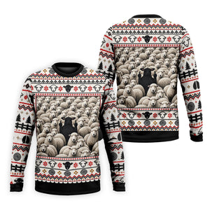 Black Sheep Fair Isle Christmas Golf Shirt, Mens Golf Polo, Mens Holiday Golf Shirts