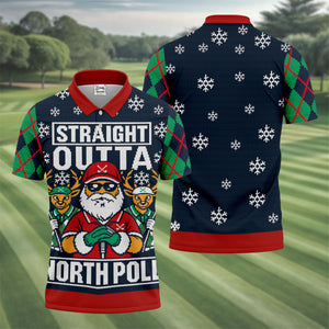 Straight Outta North Pole Christmas Golf Shirt, Mens Golf Apparel, Mens Golf Clothing