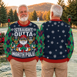 Straight Outta North Pole Ugly Christmas Sweater, Christmas Gifts, Golf Lover Gifts