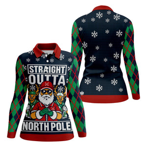 Straight Outta North Pole Christmas Golf Shirt, Womens Golf Tops, Ladies Golf Apparel