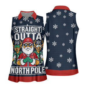 Straight Outta North Pole Christmas Golf Shirt, Womens Golf Tops, Ladies Golf Apparel