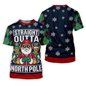 Straight Outta North Pole Christmas Golf Shirt, Womens Golf Tops, Ladies Golf Apparel