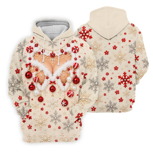 White Ornament Lace Bra Christmas Golf Shirt, Golf Polo For Men, Mens Golf Shirts
