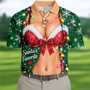 Santa's Favorite Bikini Christmas Golf Shirt, Golf Gifts For Men, Golf Polo For Men