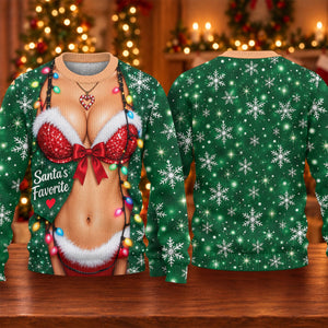 Santa's Favorite Bikini Ugly Christmas Sweater, Christmas Gifts, Golf Lover Gifts