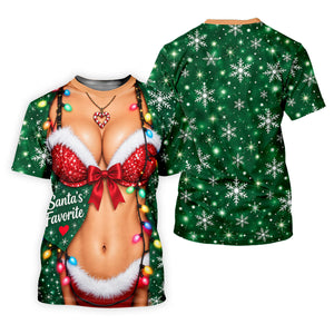 Santa's Favorite Bikini Christmas Golf Shirt, Ladies Golf Apparel, Ladies Golf Tops
