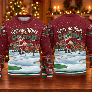 Ugly Christmas Sweater Driving Home For Christmas, Golf Lover Gifts, Funny Xmas Gift