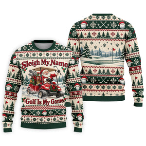 Sleigh My Name Golf Cart Christmas Golf Shirt, Mens Golf Polo, Mens Golf Apparel