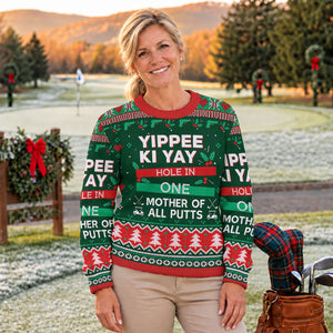 Ugly Christmas Sweater Yippee Ki Yay Hole In One, Golf Lover Gifts, Christmas Gifts