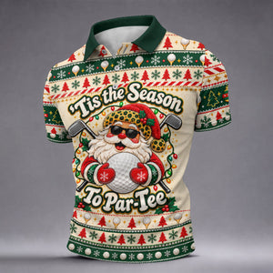 Tis The Season To Par-Tee Christmas Golf Shirt, Mens Golf Polo, Golf Shirts For Men