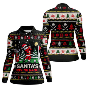 Santa Driving Range Christmas Golf Shirt, Ladies Golf Shirts, Womens Golf Apparel