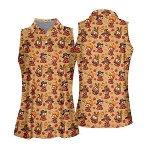 Pumpkingiving Thanksgiving Golf Shirt, Womens Golf Apparel, Womens Golf Clothing