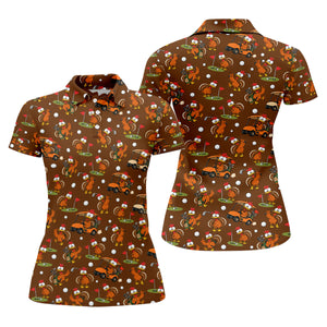 Golfgiving Turkey Cart Thanksgiving Golf Shirt, Womens Golf Tops, Ladies Golf Shirts