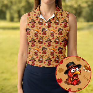 Pumpkingiving Thanksgiving Golf Shirt, Womens Golf Apparel, Womens Golf Clothing