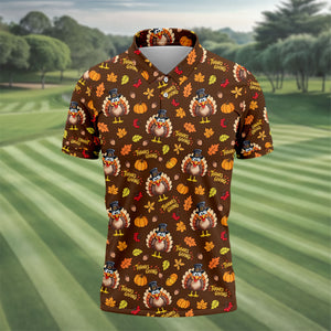 Pilgrimgiving Thanksgiving Golf Shirt, Golf Shirts For Men, Funny Mens Golf Shirts