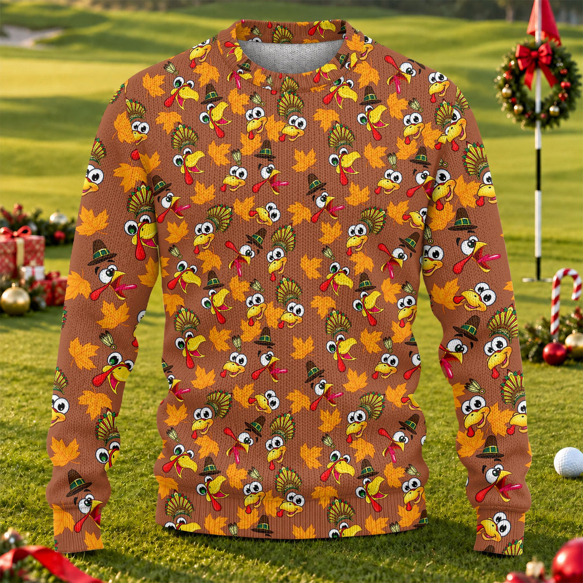 Ugly Christmas Sweater Thanksgiving Leaves, Ugly Sweater Party, Holiday Party Sweater