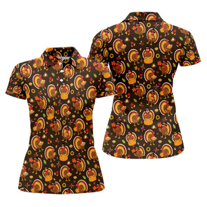 Thanksgiving Turkey Medallion Golf Shirt, Womens Golf Tops, Golf Shirts For Women