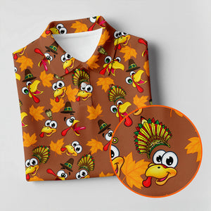 Thanksgiving Turkey Leaves Golf Shirt, Ladies Golf Shirts, Golf Shirts For Women