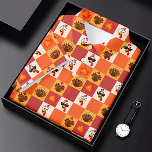 Thanksgiving Pumpkin Checker Turkey Golf Shirt, Womens Golf Tops, Ladies Golf Shirts
