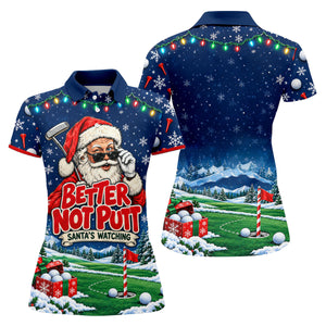 Better Not Putt Santa Christmas Golf Shirt, Womens Golf Tops, Ladies Golf Apparel