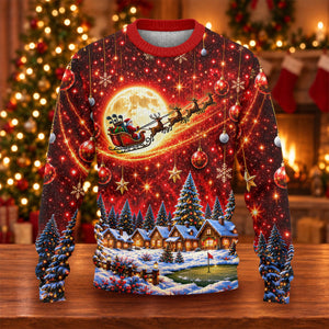 Ugly Christmas Sweater Santa Sleigh Comet, Ugly Sweater Party, Funny Holiday Sweater