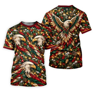 Eagle Pattern Christmas Golf Shirt, Golf Gifts For Men, Mens Holiday Golf Shirts