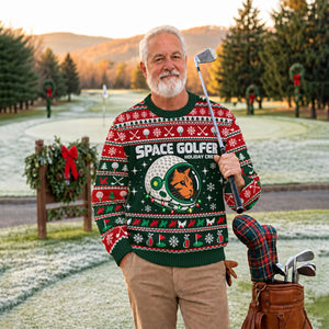 Ugly Christmas Sweater Space Golfer, Christmas Golf Gift, Funny Christmas Outfit
