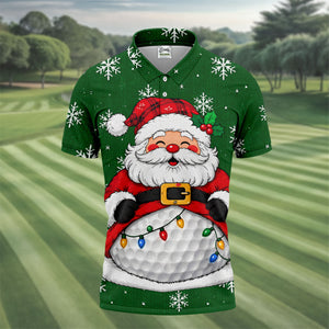 Santa Golf Ball Snowman Christmas Golf Shirt, Mens Golf Polo, Golf Shirts For Men