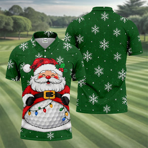 Santa Golf Ball Snowman Christmas Golf Shirt, Mens Golf Polo, Golf Shirts For Men
