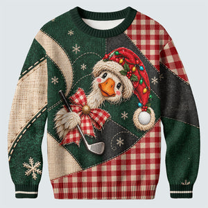 Santa Hat Goose Golfer Ugly Christmas Sweater, Funny Holiday Sweater, Christmas Gifts
