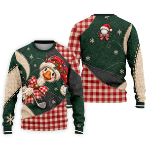 Santa Hat Goose Golfer Christmas Golf Shirt, Mens Golf Shirts, Funny Mens Golf Shirts