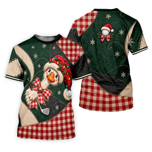 Santa Hat Goose Golfer Christmas Golf Shirt, Mens Golf Shirts, Funny Mens Golf Shirts