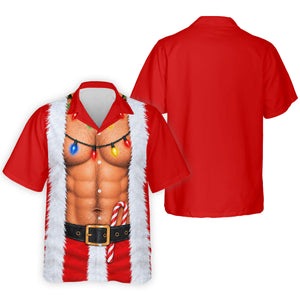 Santa Abs Lights Candy Cane Christmas Golf Shirt, Mens Golf Polo, Golf Shirts For Men